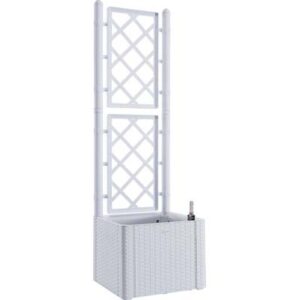 Fioriera + Grigliato Natural Deluxe Stefanplast PP Rattan Bianco CM 43X43 H.cm 142