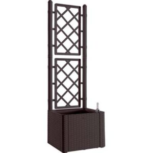 Fioriera + Grigliato Natural Deluxe Stefanplast PP Rattan Moka CM 43X43 H.cm 142