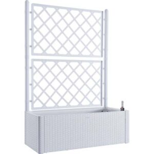 Fioriera + Grigliato Natural Deluxe Stefanplast PP Rattan Bianco CM 100X43 H.cm 142