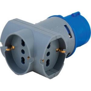 Adattatore Triplo Spina BLU-16A+3 Schuko 73200 Vb 2P+T 16A IP44