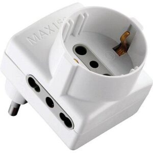 Adattatore Triplo 16A-16A+SCHUKO Electraline Bianco 2P+T Asimmetrico