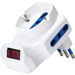 Adattatore Triplo 10A-10/16A+SCHUKO Aigostar Bianco 2P+T + Interruttore Termico